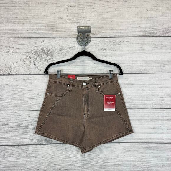 Levi's Strauss Women's Vintage A-Line Seamed Brown High Rise Shorts Size 2 - Picture 1 of 7